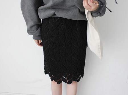 gimo leaf-lace black skirts