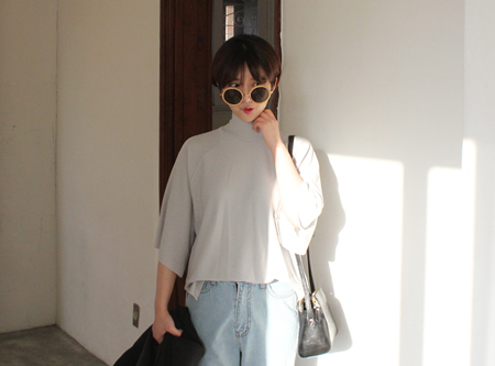 high-neck loose knit 1/2 Top (3color)